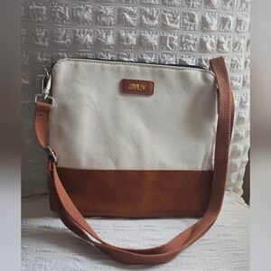 Cream and Brown Crossbody Bag